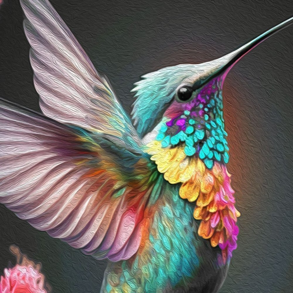 8x8 Hummingbird Framed Watercolor Oil Painting‎ Art Print - Picture 2 of 7